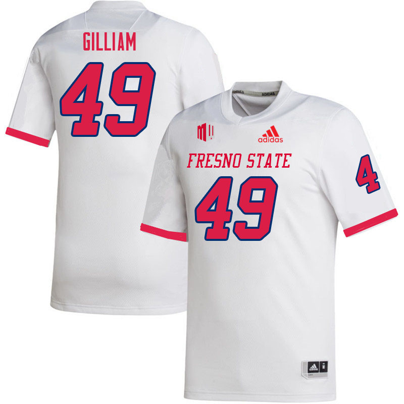 Men #49 Elijah Gilliam Fresno State Bulldogs College Football Jerseys Sale-White